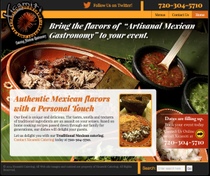 Web design for Xicamiti Catering